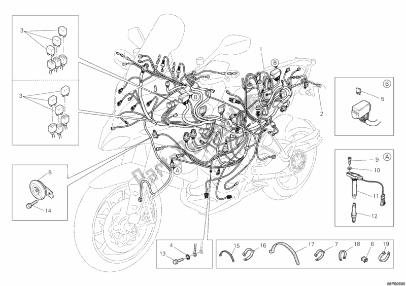 Toutes les pièces pour le Faisceau De Câblage du Ducati Multistrada 1200 S Touring 2012